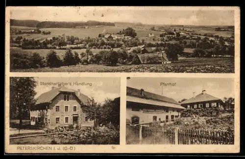 AK Peterskirchen i. I., Standhartinger`s Handlung, Pfarrhof