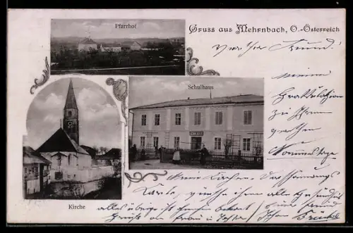AK Mehrnbach, Pfarrhof, Kirche, Schule