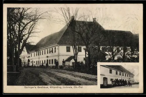 AK Antiesenhofen /Innkreis, Mitterding, Daringer`s Gasthaus mit Strassenpartie und Anwohnern