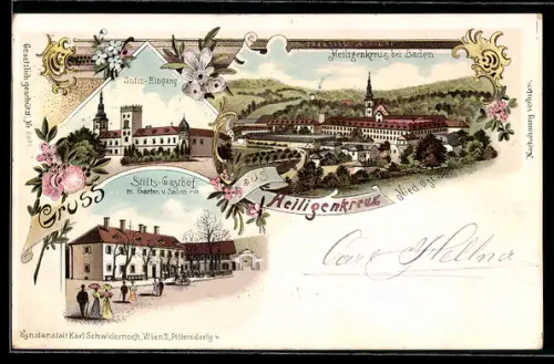 Lithographie Heiligenkreuz, Stifts-Gasthof, Stifts-Eingang