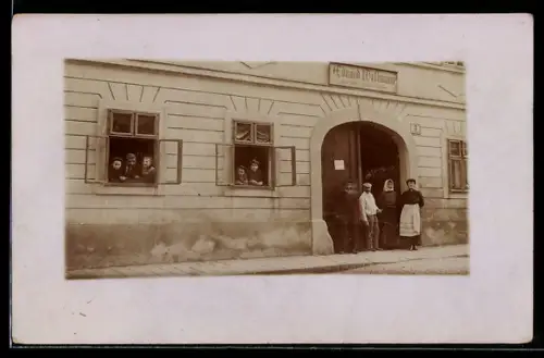 Foto-AK Wien, Tischlerei Eduard Wollmann, Breitenfeldergasse 3 im Jahre 1904