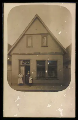 Foto-AK Quakenbrück, Geschäft von August Lamping