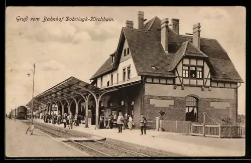 AK Dobrilugk-Kirchhain, Bahnhof von der Gleisseite betrachtet