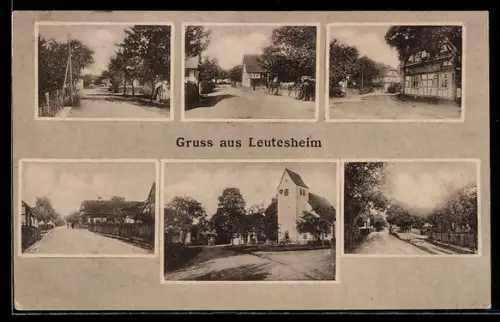 AK Kehl, Leutesheim, Kirche, Strassenpartie, Ortspartie
