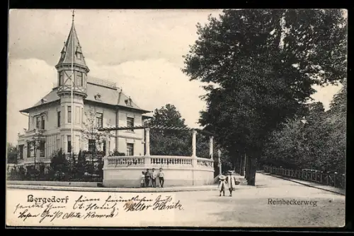 AK Bergedorf, Reinbeckerweg, Wohnhaus mit Erkerturm