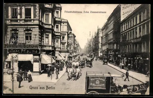 AK Berlin, Partie an der Friedrichstrasse / Ecke Zimmerstrasse