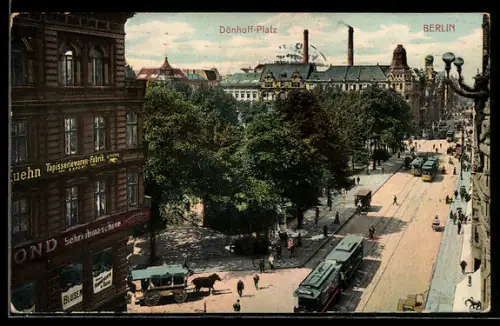 AK Berlin, Dönhoff-Platz mit Strassenbahnen aus der Vogelschau