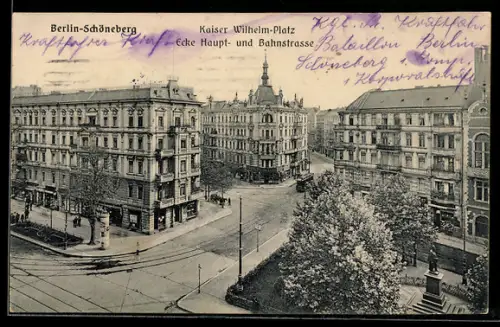 AK Berlin-Schöneberg, Kaiser Wilhelm-Platz Ecke Haut- und Bahnstrasse