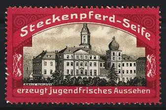 Reklamemarke Steckenpferd-Seife, Gebäudeansicht, Schloss