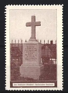Reklamemarke Prohliser Friedhof, Sächsisches Denkmal, Kreuzdenkmal