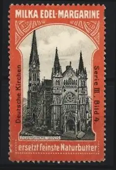 Reklamemarke Deutsche Kirchen, Milka, Edel-Margarine, Kirche als Hauptsymbol