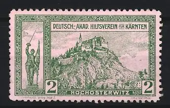 Reklamemarke Hochosterwitz, Deutsch-Akad. Hilfsverein für Kärnten, Burgansicht