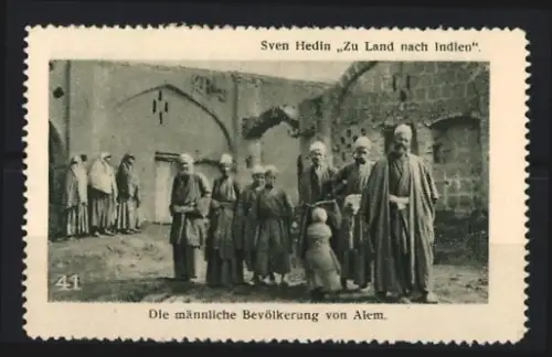 Reklamemarke Sven Hedin, Die männliche Bevölkerung von Alem, Gruppe von Männern