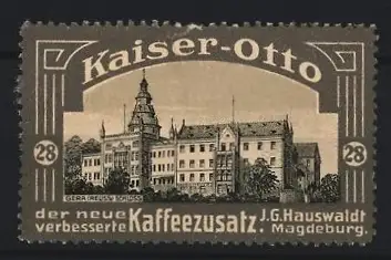 Reklamemarke Magdeburg, Kaiser-Otto, Kaffeesatz, Schlossansicht
