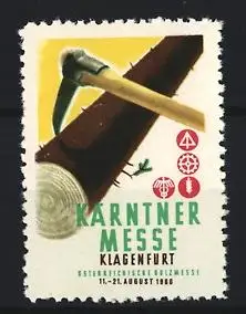 Reklamemarke Klagenfurt, Österreichische Holzmesse 1966, Axt und Baumstamm