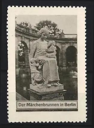 Reklamemarke Berlin, Der Märchenbrunnen in Berlin, Skulptur einer Frau mit Kind