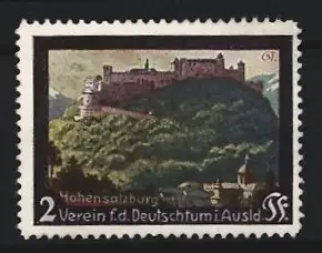 Reklamemarke Hohensalzburg, Verein f.d. Deutschtum i. Ausland, Festung Hohensalzburg