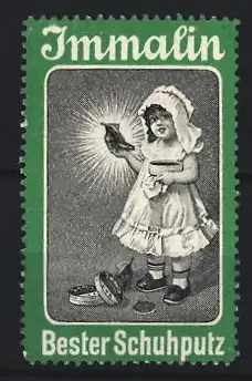 Reklamemarke Immalin, Schuhputz, Kind mit Schuhputzdose