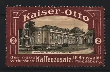 Reklamemarke Magdeburg, J. G. Hauswaldt, Kaffeezusatz, Schloss Greiz