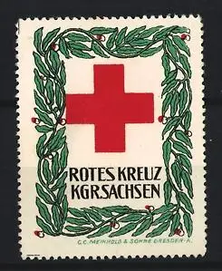 Reklamemarke Sachsen, Rotes Kreuz, Rotes Kreuz mit Lorbeerkranz