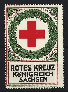 Reklamemarke Sachsen, Rotes Kreuz, Rotes Kreuz im Lorbeerkranz