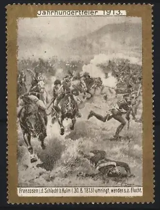 Reklamemarke Schlacht bei Kulm am 30.8.1813, Flucht der Franzosen