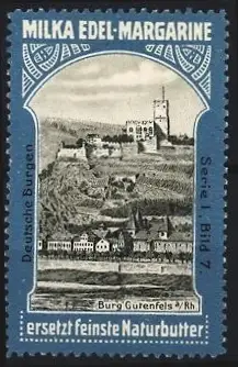 Reklamemarke Milka, Edel-Margarine, Burg Gutenfels a. Rh.