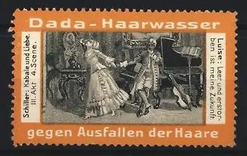 Reklamemarke Dada-Haarwasser, Szene aus Schillers Kabale und Liebe
