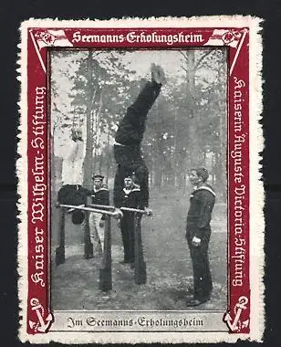 Reklamemarke Seemanns-Erholungsheim, Kaiser Wilhelm-Stiftung, Turner am Barren