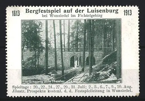 Reklamemarke Wunsiedel, Bergfestspiel auf der Luisenburg, Eingang zum Theater