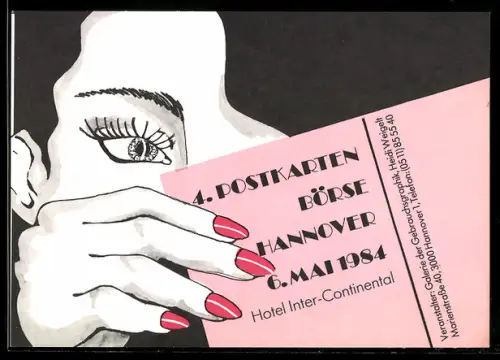 Künstler-AK Hannover, 4. Postkartenbörse 1984, Hotel Inter-Continental, Eintrittskarte