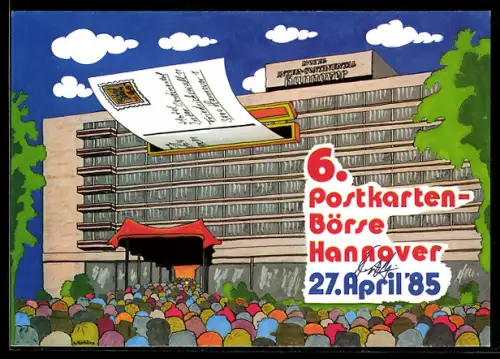 Künstler-AK Hannover, 6. Postkartenbörse 1985, Eintrittskarte