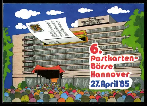 Künstler-AK Hannover, 6. Postkartenbörse 1985, Eintrittskarte