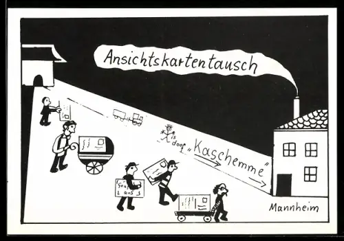 AK Mannheim, Ansichtskartentausch in der Kaschemme 1986, Hauptbahnhof