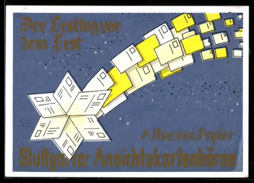 AK Stuttgart, Stuttgarter Ansichtskartenbörse und Sammler Markt Alles aus Papier 1988, Sternschnuppe aus Postkarten
