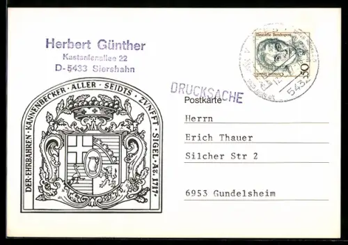 AK Siershahn, Ansichtskartenhändler Herbert Günther, Kastanienallee 22