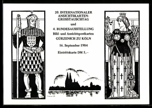AK Köln, 20. Internationaler Ansichtskarten-Grosstauschtag im Gürzenich, Ansichtskartenbörse im September 1984
