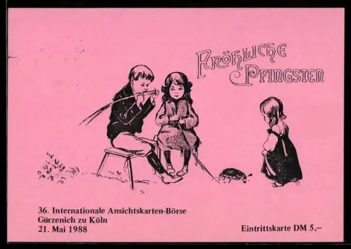 AK Köln, 36. Internationale Ansichtskartenbörse 1988, Historische Grusskarte