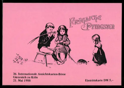 AK Köln, 36. Internationale Ansichtskartenbörse 1988, Historische Grusskarte