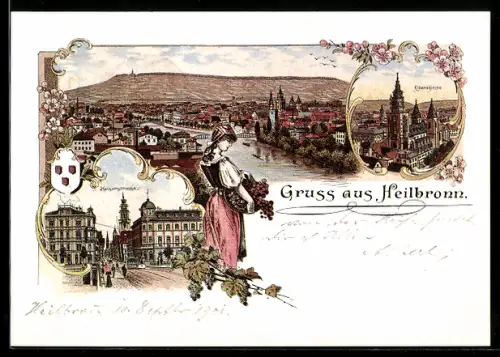 AK Heilbronn, Ausstellung Heilbronner Stadtansichten 1985, Historische Ansichtskarte