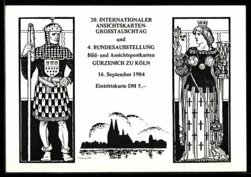 AK Köln, 20. Internationaler Ansichtskarten-Grosstauschtag im Gürzenich, Ansichtskartenbörse im September 1984