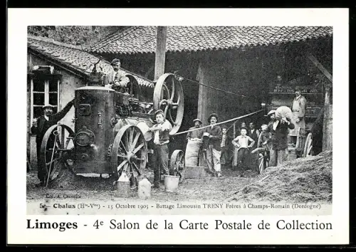 AK Limoges, 4e Salon de la Carte Postale de Collection 1986, Chalus, Battage Limousin
