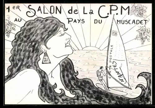 AK Nantes, 1er Salon de la Carte Postale Moderne au Pays du Muscadet 1986