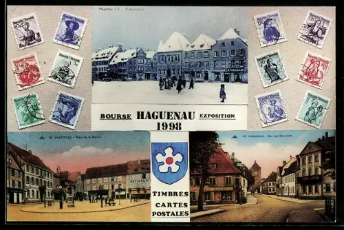 AK Haguenau, 9ème Bourse-Exposition Cercle Philatelique de Haguenau 1998, Place de la Mairie, Rue des Chevaliers