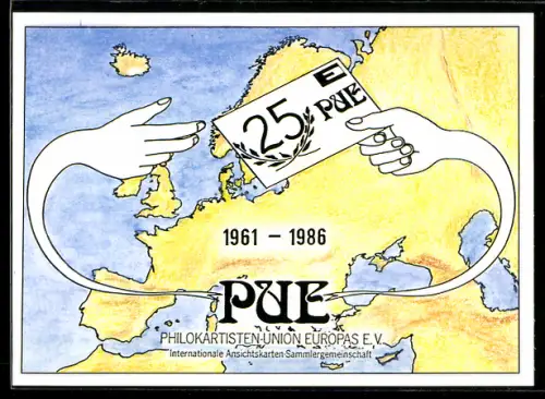 AK Philokartisten Union Europas, 1. Bundes-Ansichtskarten-Woche, Ansichtskartenbörse, Europa mit Postkarte