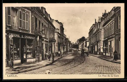 AK L`Aigle, La Rue de la Gare