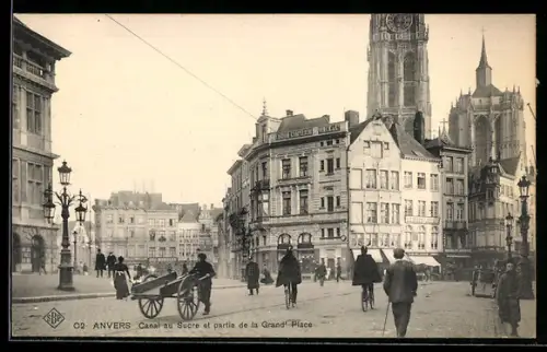 AK Anvers, Canal au Sucre et partie de la Grand` Place