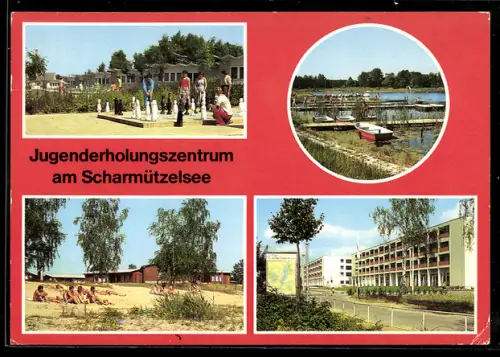 AK Wendisch Rietz /Beeskow, Jugenderholungszentrum am Scharmützelsee, Bootshafen, Strandmotiv