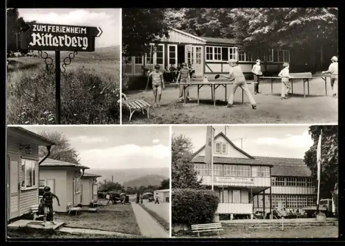 AK Rottleberode /Sangerhausen, Ferienheim Ritterberg, Bungalows, Kinder beim Tischtennis