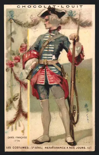 Sammelbild Chocolat Louit, Les Costumes, Garde Francaise 1774